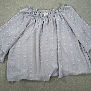 Cato Polka Dot Ruffle Blouse Women's 18/20W 3/4 Sheer Sleeve Light Purple Top